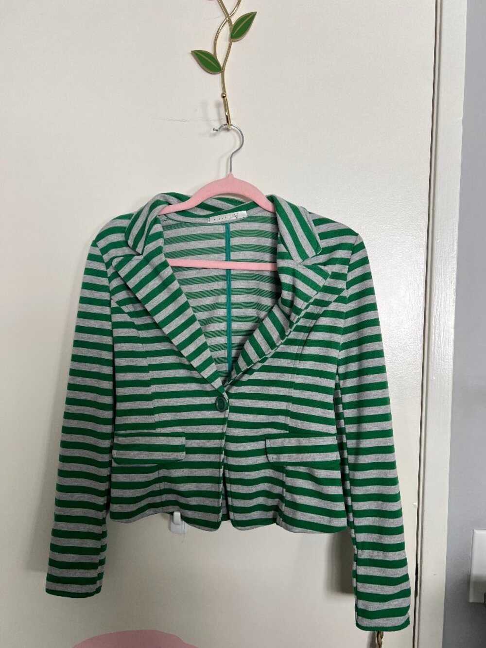 Women's Green and grey striped balzer Jacket